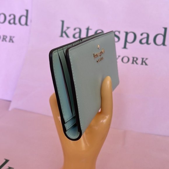 Kate Spade Staci Large Slim Bifold Wallet Crystal Blue - Picture 6 of 14